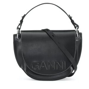GANNI BANNER SADDLE CROSSBODY BAG BLACK